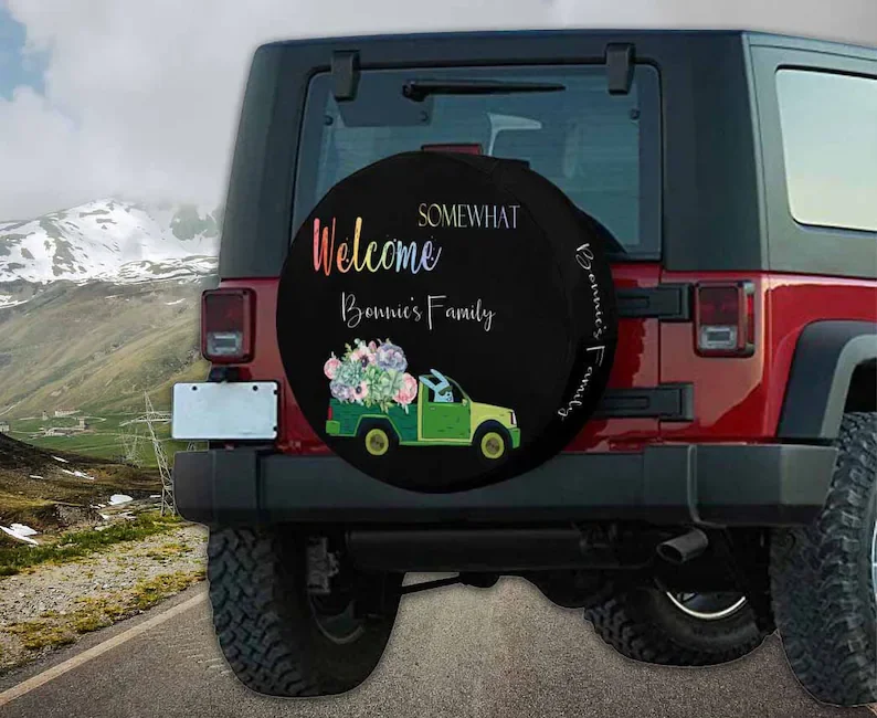 Custom Spare Tire Cover with Text Personalized Welcome Wheel Cover for Jeep Camper SUV Car Decor Car Accessories Gift for Car Lo
Custom Spare Tire Cover with Text Personalized Welcome Wheel Cover for Jeep Camper SUV Car Decor Car Accessories Gift for Car Lo