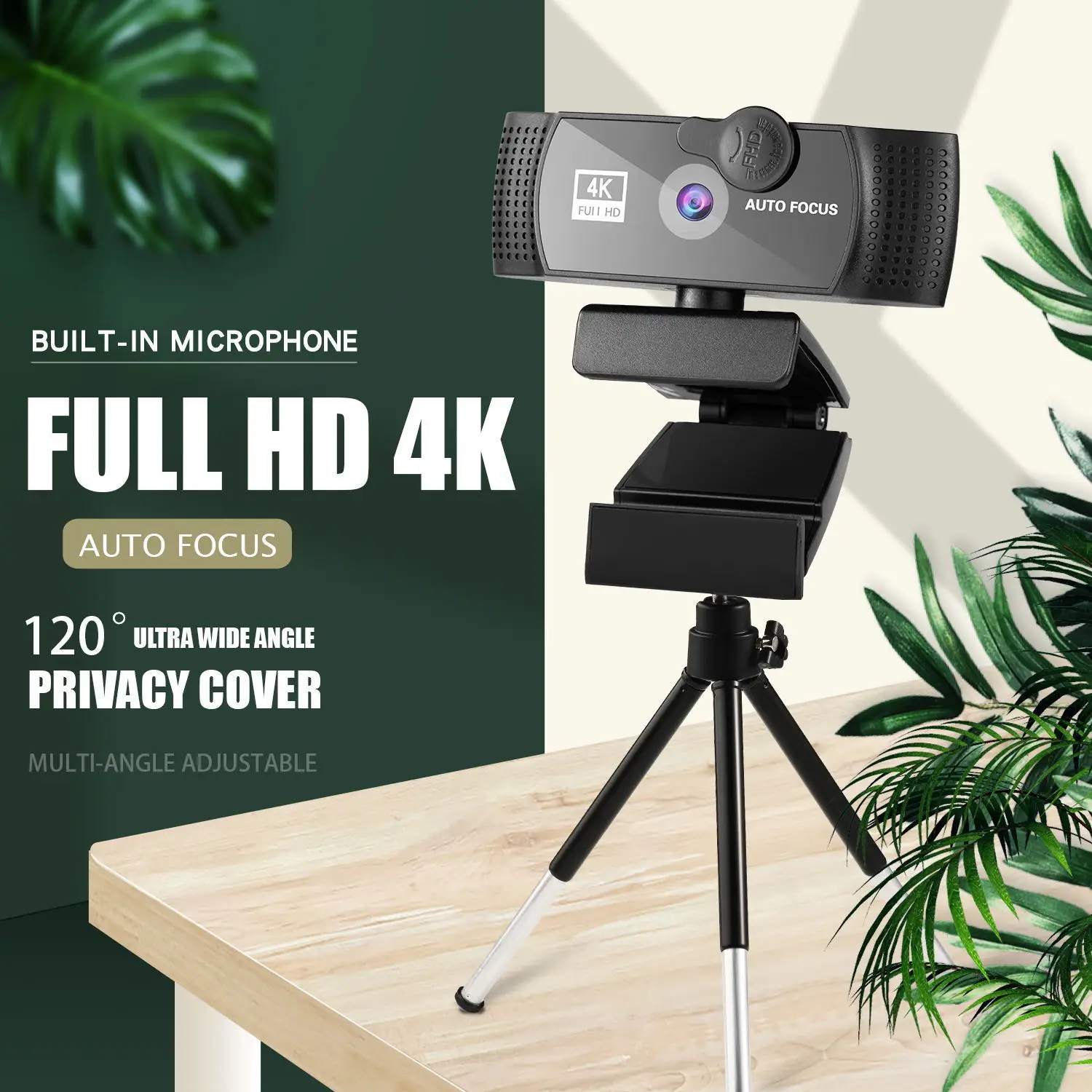 

USB 4K WebCam Conference PC 2K Webcam with Mic 1080P Full HD Auto Focus Web Camera Laptop Desktop for Office Meeting Home