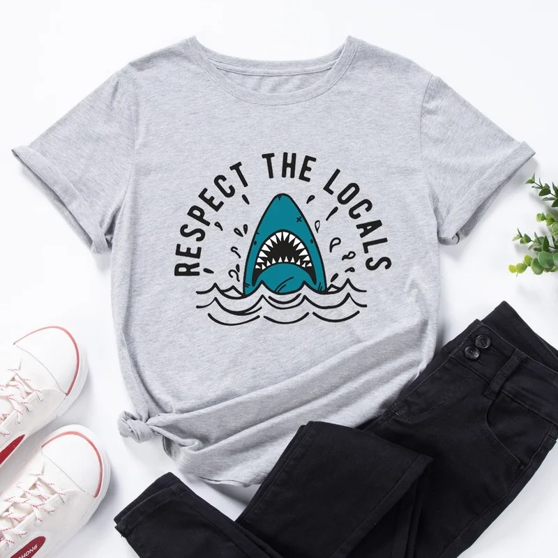 Summer Women T-shirt Short Sleeve Letter Shark Print Female Fashion Graphic Casual Clothes Ladies Regular Daily O-Neck Tees Tops
Summer Women T-shirt Short Sleeve Letter Shark Print Female Fashion Graphic Casual Clothes Ladies Regular Daily O-Neck Tees Tops