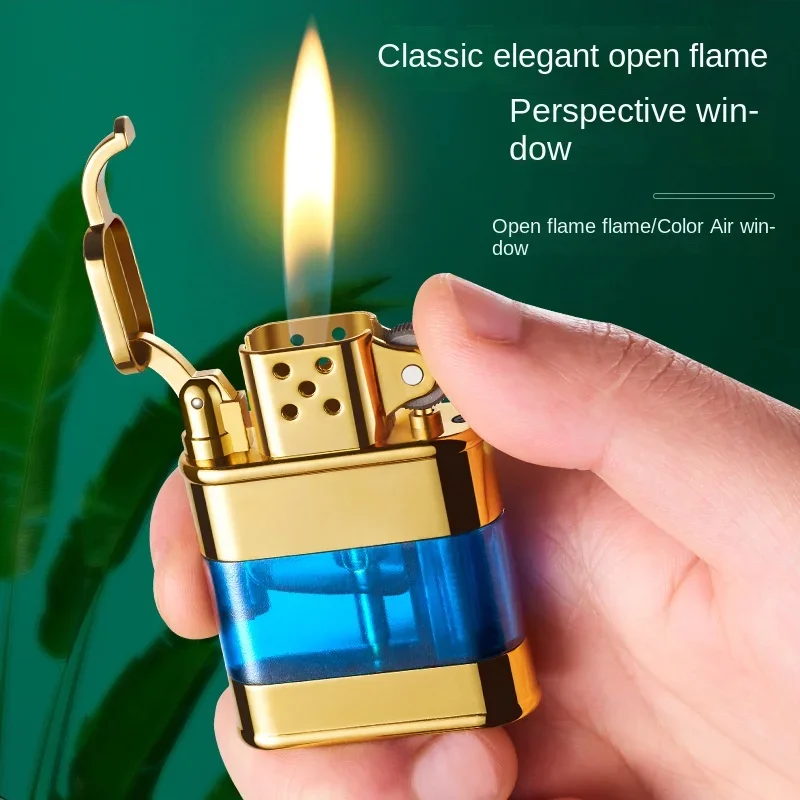 

Grinding wheel inflatable lighter classic elegant open flame visible air chamber