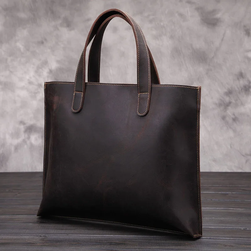 

Men's Handbag horizontal vintage men's bag Mad horse leather business document bun layer cowhide messenger bag