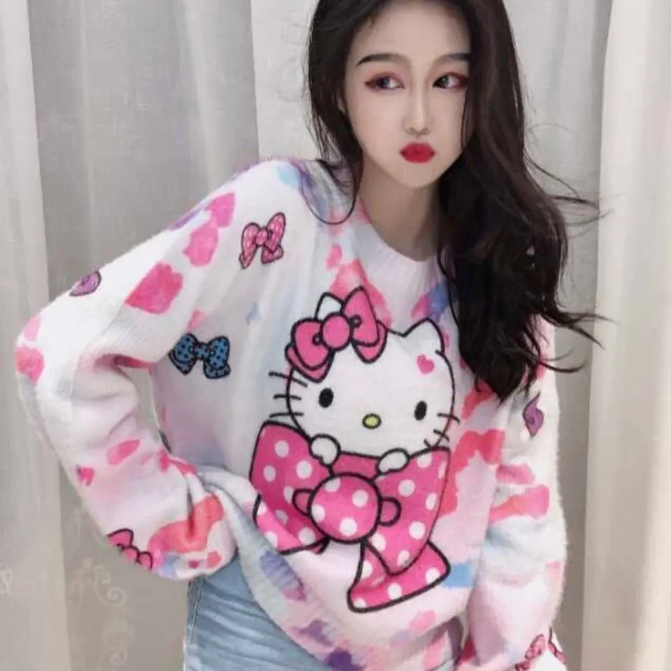 Оригинальный флисовый свитер Hello Kitty из норки, Женская свободная короткая верхняя одежда Sanrio, пуловер, топ с длинными рукавами, вязаный свите...
Оригинальный флисовый свитер Hello Kitty из норки, Женская свободная короткая верхняя одежда Sanrio, пуловер, топ с длинными рукавами, вязаный свите...
