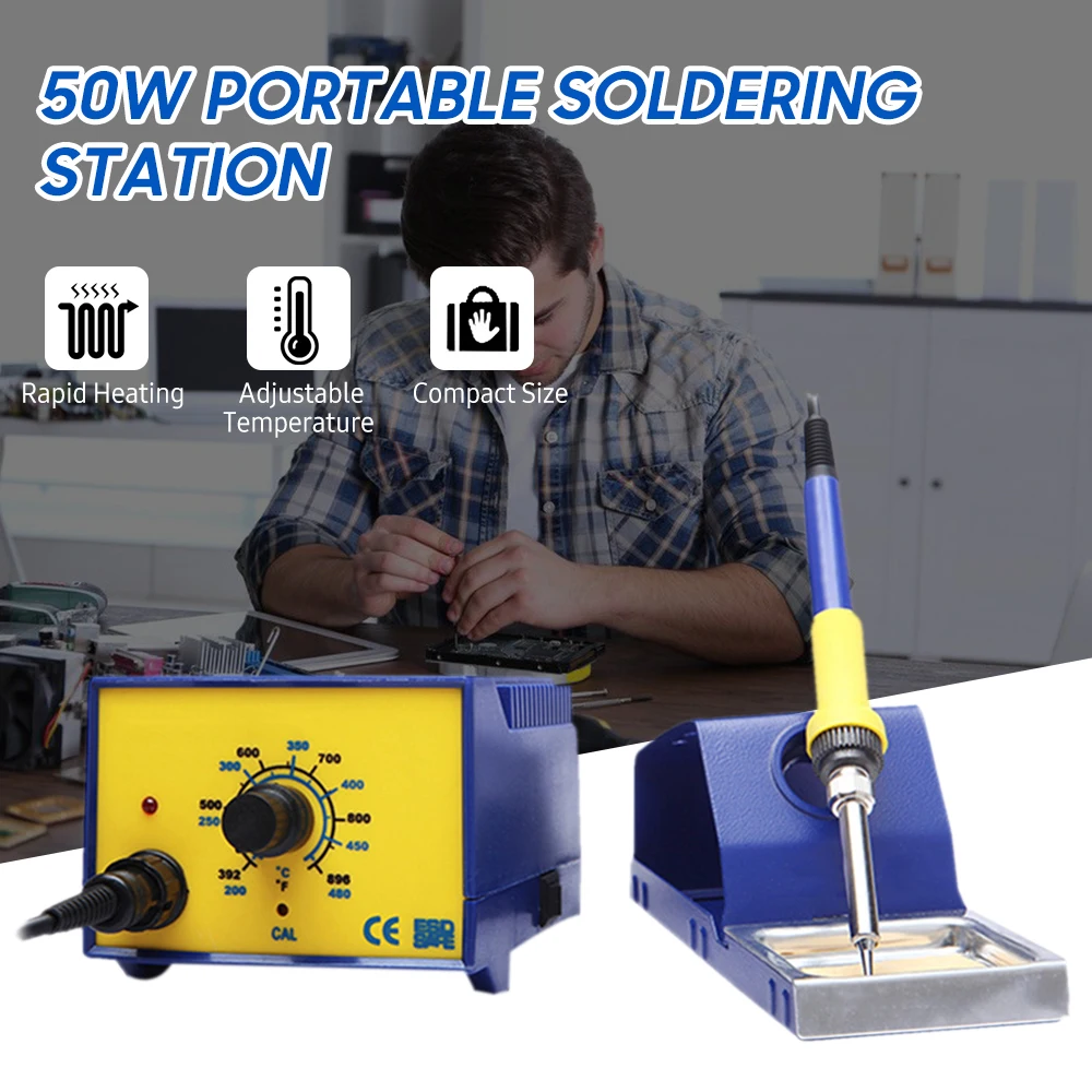 Mini Electric Soldering Iron 50W Portable Soldering Station Kit Quick Heating 200℃-480℃ (392℉-896℉) for Phone Electronics Repair
Mini Electric Soldering Iron 50W Portable Soldering Station Kit Quick Heating 200℃-480℃ (392℉-896℉) for Phone Electronics Repair