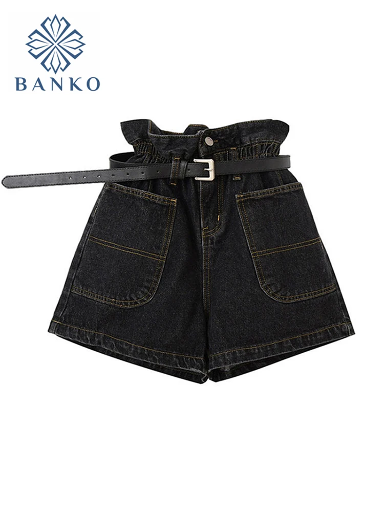Summer Women's Denim Shorts Ruffle Solid High Waisted Pocket Shorts Fashion All-Match Elastic Waist Wide Leg Jeans For Ladies
Summer Women's Denim Shorts Ruffle Solid High Waisted Pocket Shorts Fashion All-Match Elastic Waist Wide Leg Jeans For Ladies