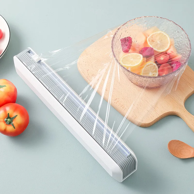 Vaststelling Folie Vershoudfolie Wrap Dispenser Eten Wrap Dispenser Cutter Plastic Sharp Cutter Opslag Houder Keuken Tool
Vaststelling Folie Vershoudfolie Wrap Dispenser Eten Wrap Dispenser Cutter Plastic Sharp Cutter Opslag Houder Keuken Tool