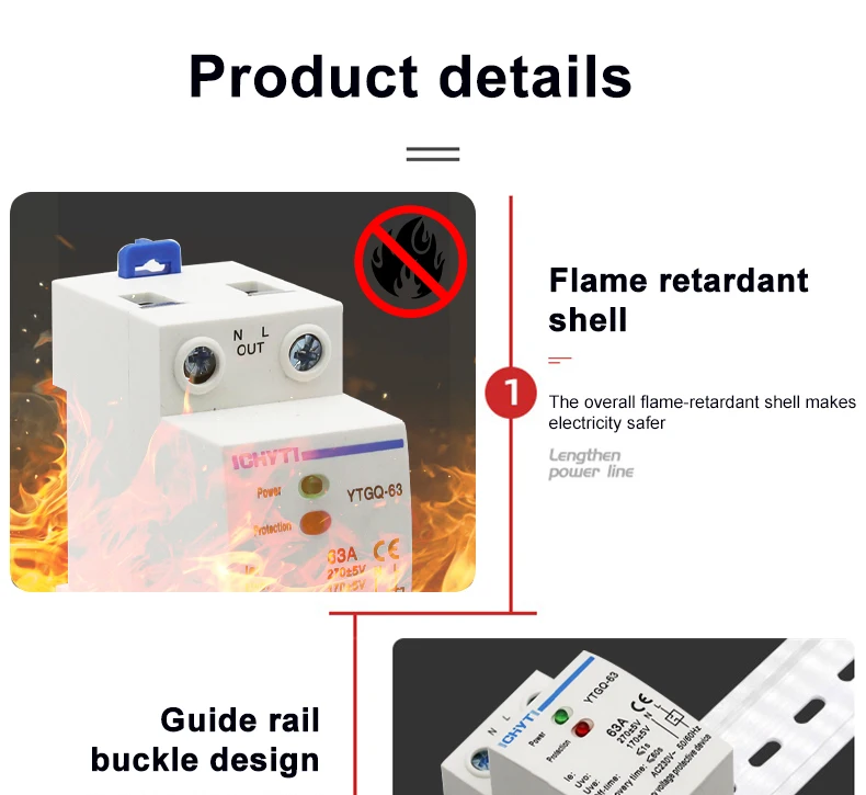 Surge Protectors Undervoltage 35L*70W*77Hmm 35mm DIN Rail 40A 230V DIN Rail Automatic Reconnect Over Lightening
Surge Protectors Undervoltage 35L*70W*77Hmm 35mm DIN Rail 40A 230V DIN Rail Automatic Reconnect Over Lightening