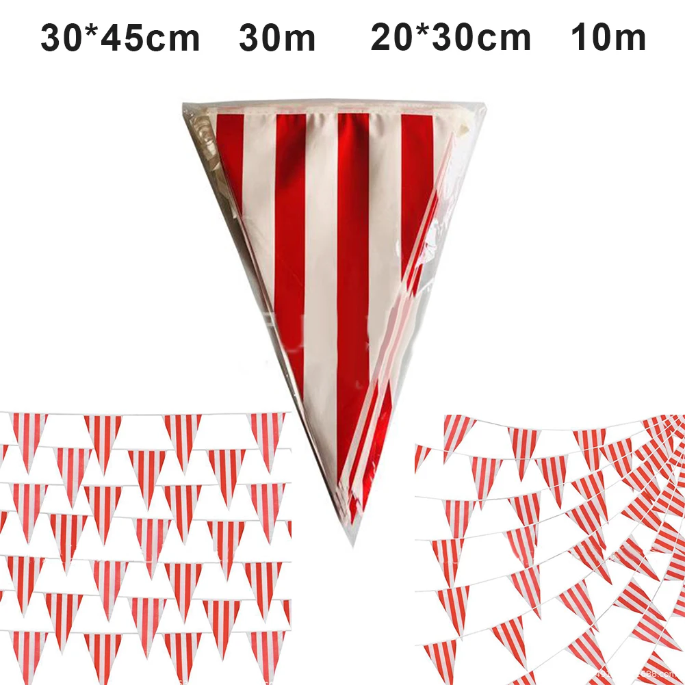 1pcs 10/30M Red White Striped Pennant Flag Banner Circus Carnival Theme Party Wall Hanging Triangle Home Decoration
1pcs 10/30M Red White Striped Pennant Flag Banner Circus Carnival Theme Party Wall Hanging Triangle Home Decoration