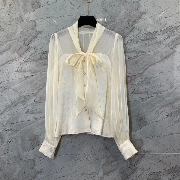 2022 new women fashion V-neck tie knotted stitching perspective long-sleeved all-match top shirt 0121
2022 new women fashion V-neck tie knotted stitching perspective long-sleeved all-match top shirt 0121