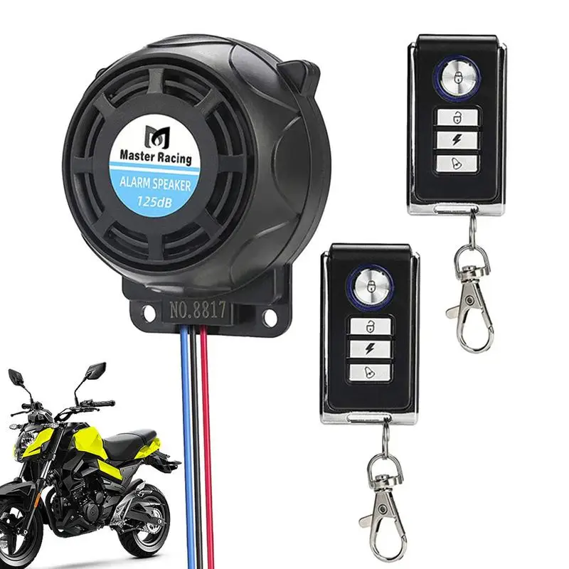 

Motorcycle Alarm Imported Chips Anti-theft Electric Bike Accessories 125dB Vibration Alarm System With 2 Remote For Vehicle