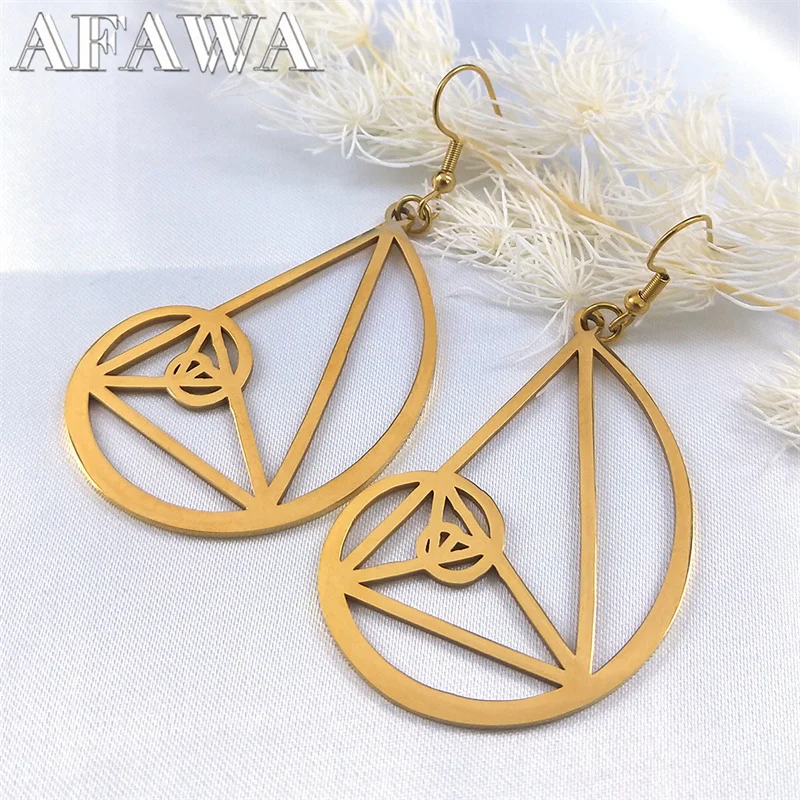 

Fibonacci Golden Ratio Stainless Steel Drop Earring Triangle Spiral Gold Color Earrings Math Jewelry boucle d'oreille E431S02