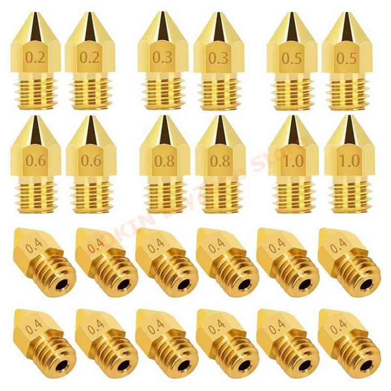 

24Pcs 3D Printer MK8 Extruder M6 Nozzles 0.2mm, 0.3mm, 0.4mm, 0.5mm, 0.6mm, 0.8mm, 1.0mm for Creality CR-10 Ender 3 5