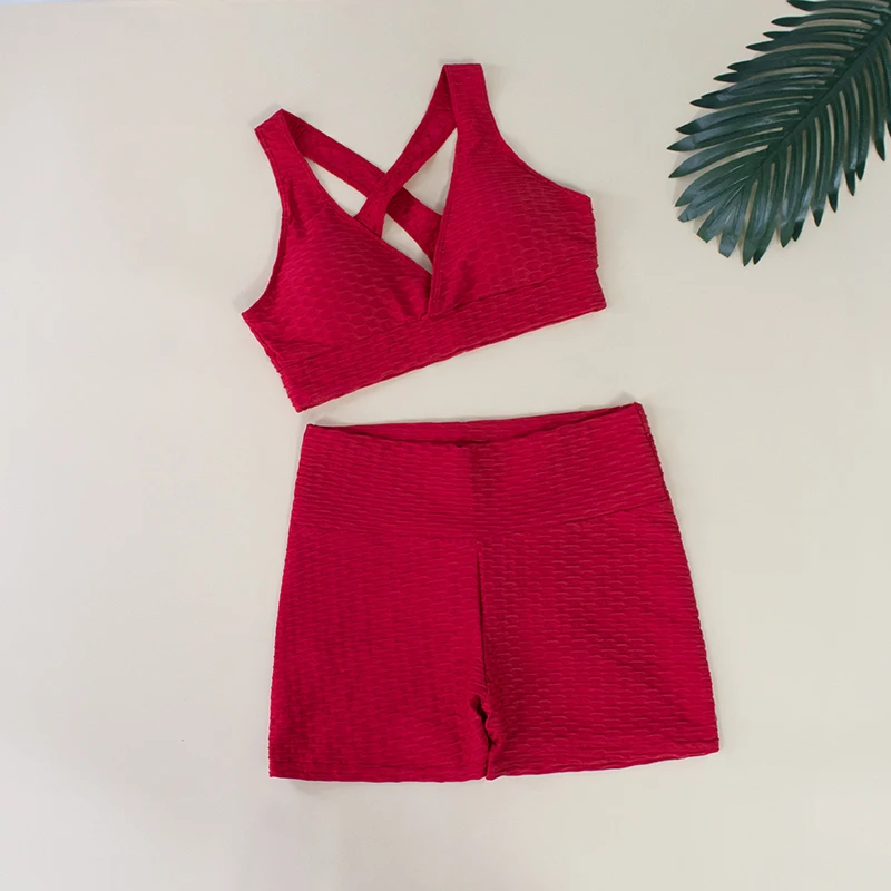 SALSPOR Bra Shorts Two-Piece Women Solid Color Bubble Jacquard Sports Suit High Waist Stretch Shorts Fitness Sets
SALSPOR Bra Shorts Two-Piece Women Solid Color Bubble Jacquard Sports Suit High Waist Stretch Shorts Fitness Sets
