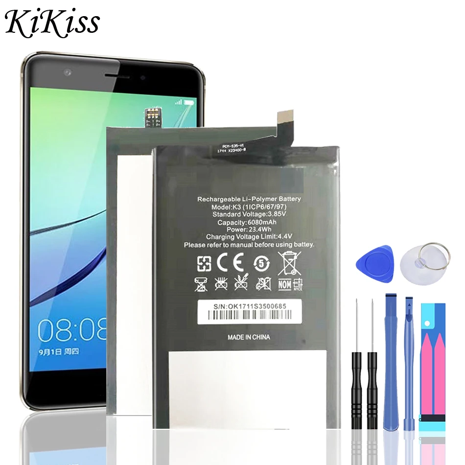 Аккумулятор для телефона 6080 мАч для Oukitel K3 K 3 аккумулятор с инструментами 
Аккумулятор для телефона 6080 мАч для Oukitel K3 K 3 аккумулятор с инструментами