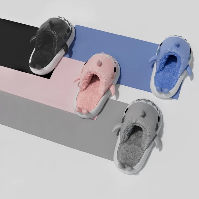 Winter Waterproof Shark Slippers Couple Household Slides Cute Cartoon Slippers Women's Indoor Thick Bottom Plush Men Slipper 
Winter Waterproof Shark Slippers Couple Household Slides Cute Cartoon Slippers Women's Indoor Thick Bottom Plush Men Slipper
