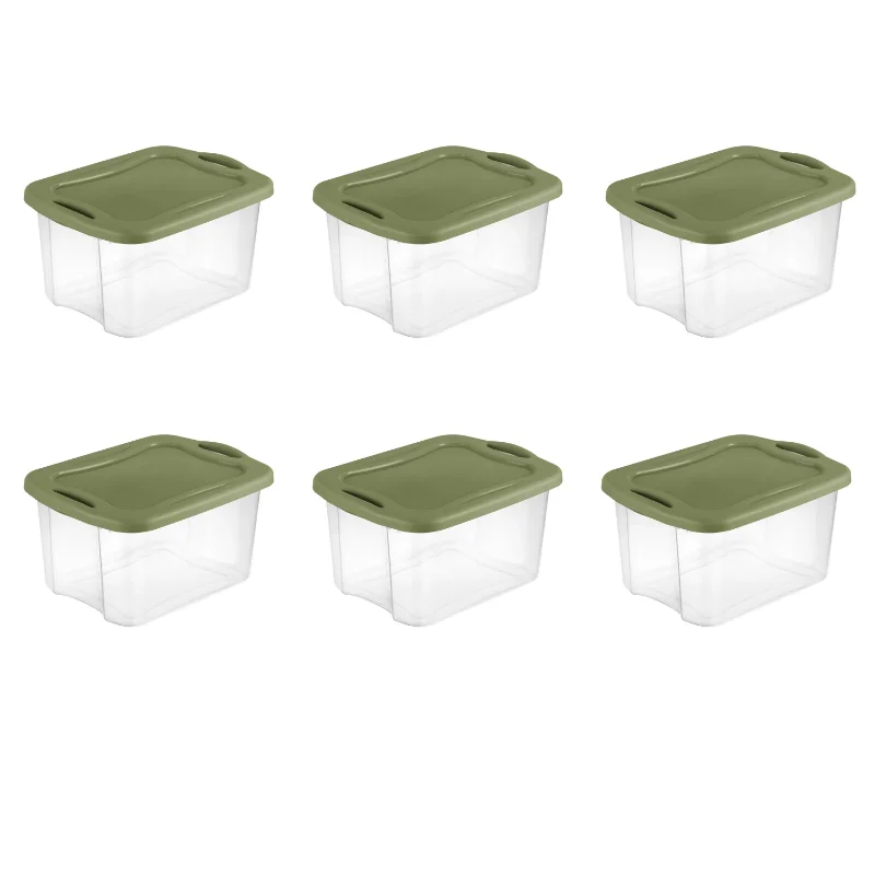 Sterilite 40 Qt. EZ Carry Plastic, Clear/Sage Legume, Set of 6 storage box
Sterilite 40 Qt. EZ Carry Plastic, Clear/Sage Legume, Set of 6 storage box