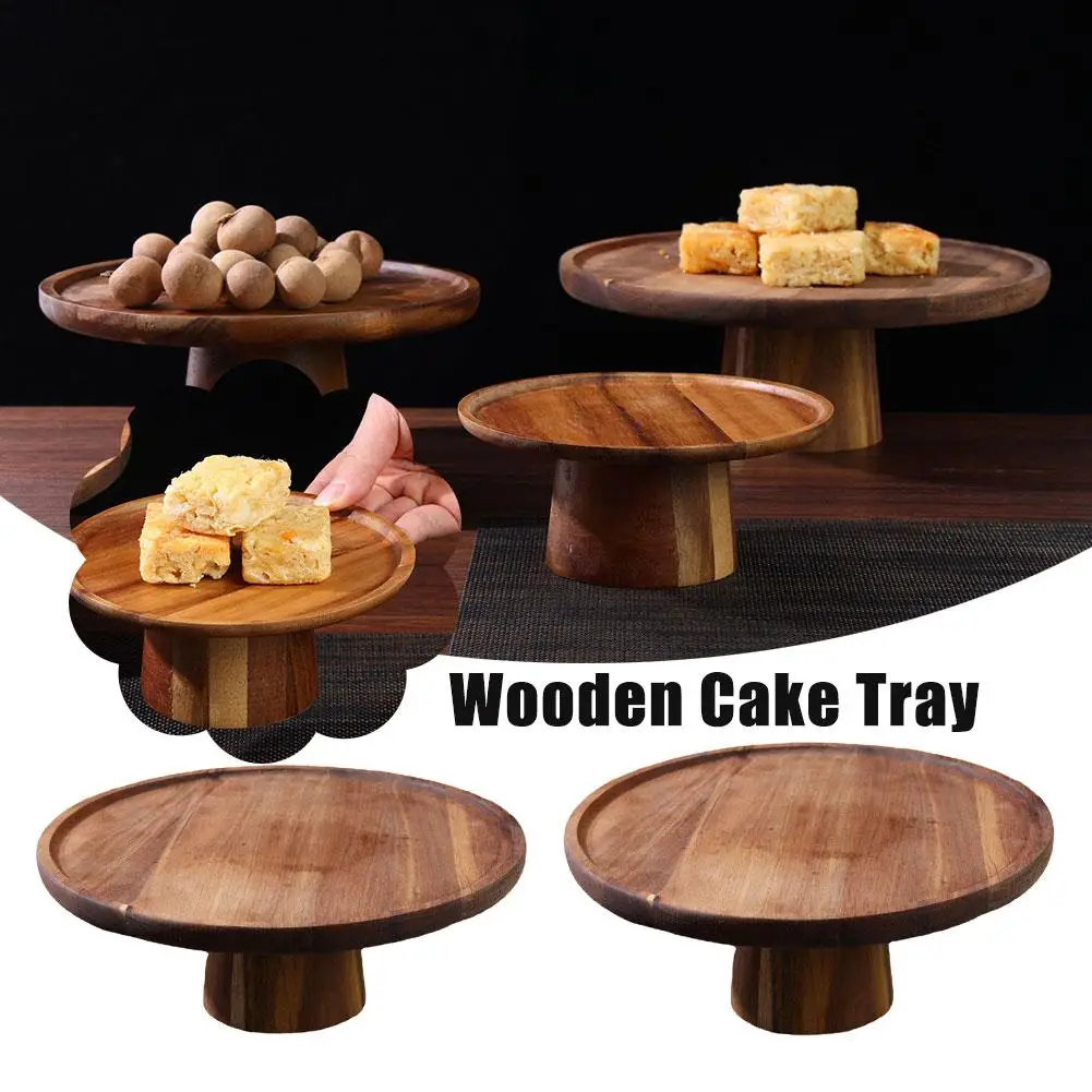 

Деревянная подставка для торта, многофункциональная деревянная тарелка, поднос для тортов, высокие тарелки, дисплей для чая, кексов, для дня рождения, Tab D3U3
