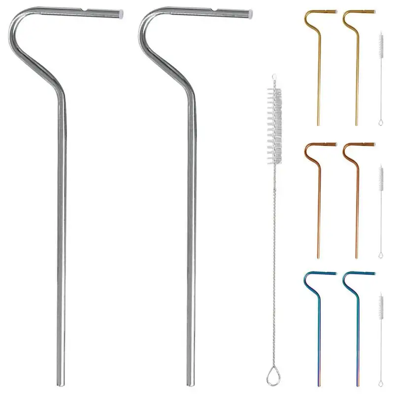 

Drinking Straws Long Flexible Cocktail Straw Beverage Drinking Tube Stainless Steel Straws With Cleaning Brush Bar Party Tools