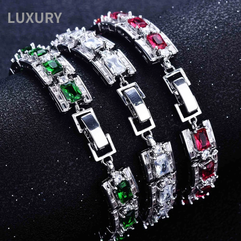 Luxury S925 Sterling Silver Bracelet Girls Sparkling Square Full Diamonds Tennis Bracelet Knob Luxury Jewelry Engagement Party
Luxury S925 Sterling Silver Bracelet Girls Sparkling Square Full Diamonds Tennis Bracelet Knob Luxury Jewelry Engagement Party