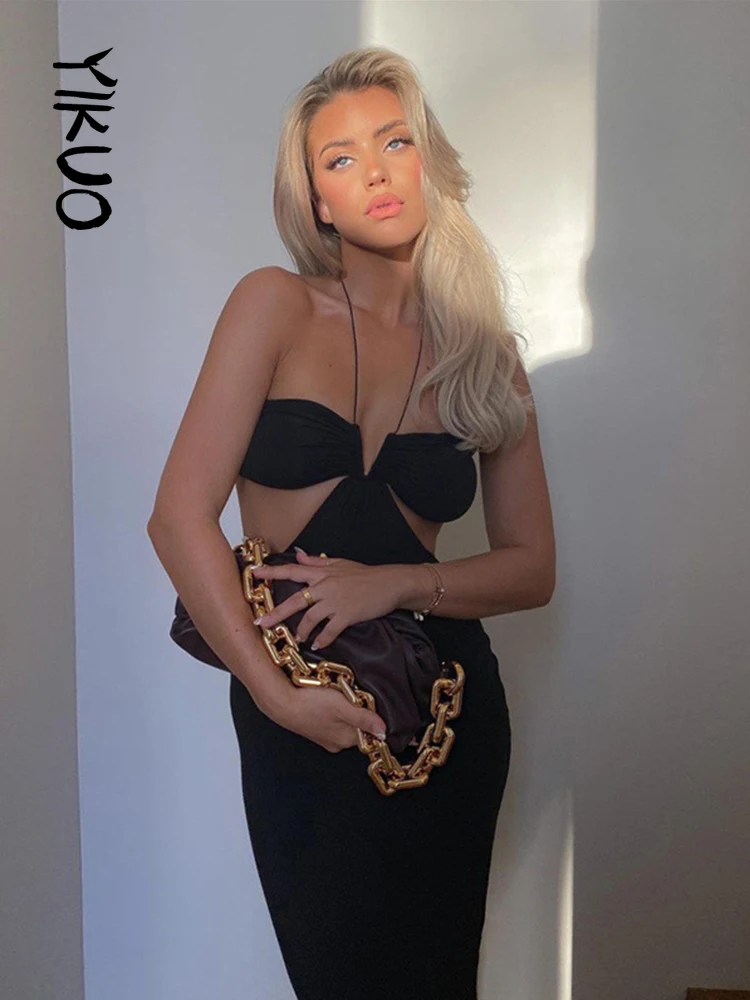 Летнее платье-миди YIKUO на бретелях-спагетти с открытой спиной, элегантное Бандажное платье без рукавов, облегающее Клубное платье для вечер... 
Летнее платье-миди YIKUO на бретелях-спагетти с открытой спиной, элегантное Бандажное платье без рукавов, облегающее Клубное платье для вечер...