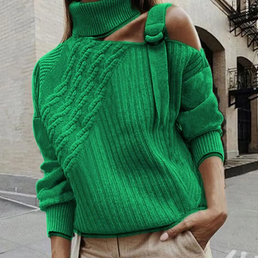 Off Shoulder Knitted Sweater Adjustable Buckle Twist Decor Long Sleeve One Turtleneck Pullover Sweater Female Clothing
Off Shoulder Knitted Sweater Adjustable Buckle Twist Decor Long Sleeve One Turtleneck Pullover Sweater Female Clothing