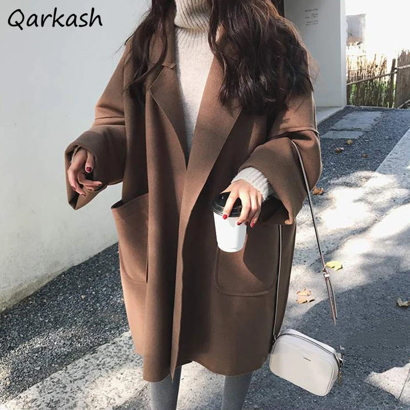 Blends Women Winter Loose Long Thicker Outwear Students Warm Cosy Pockets All-match Khaki Fashion Mujer Vintage Soft Hot Sale
Blends Women Winter Loose Long Thicker Outwear Students Warm Cosy Pockets All-match Khaki Fashion Mujer Vintage Soft Hot Sale