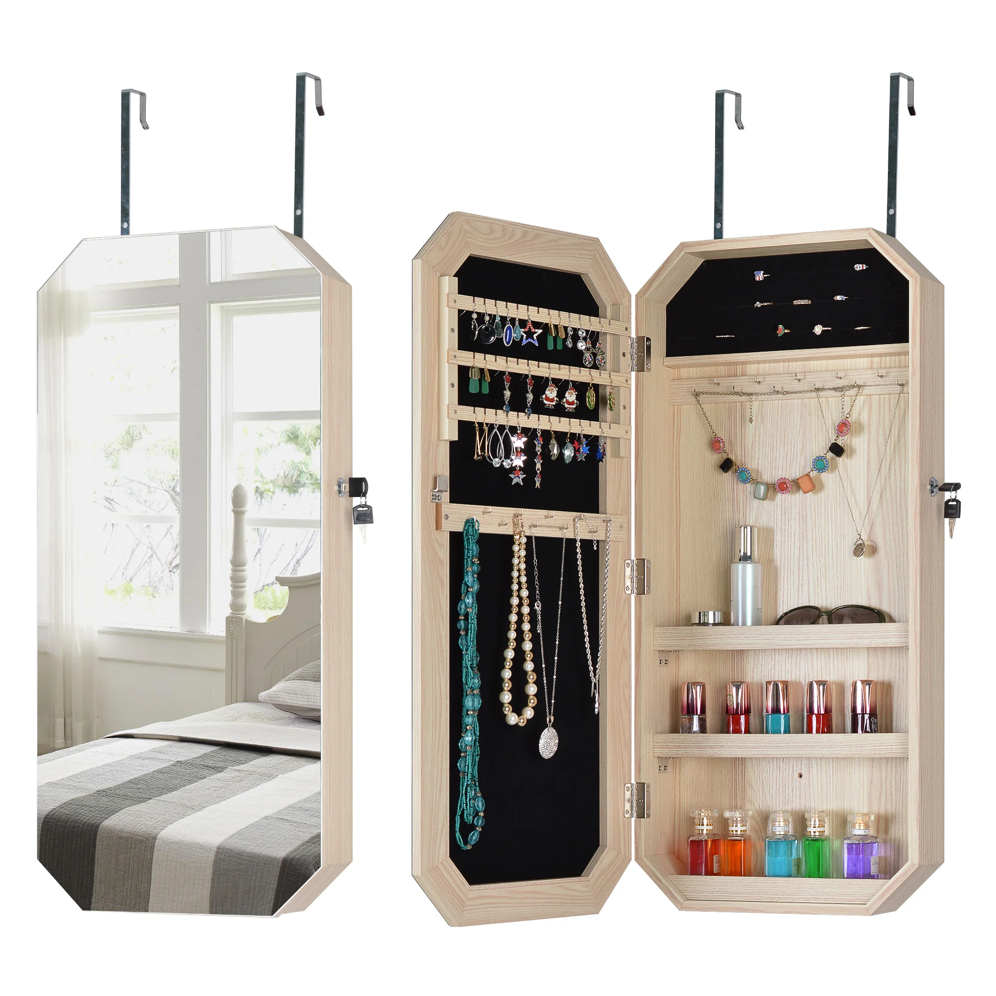 Full Mirror Octagon Fashion Simple Jewelry Storage Mirror Cabinet Can Be Hung On The Door Or Wall
Full Mirror Octagon Fashion Simple Jewelry Storage Mirror Cabinet Can Be Hung On The Door Or Wall