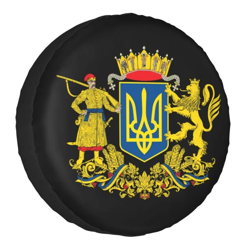 

Coat Of Arms Ukraine Spare Tire Cover Case Bag Pouch Ukrainian Flag Wheel Covers for Jeep Hummer