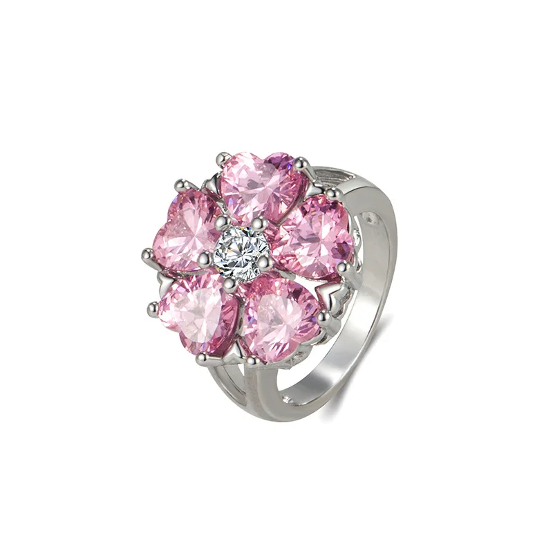 Noble Shiny Floral Pink Crystal Zirconia Ring Exquisite Women's Wedding Party Heart Shaped Jewelry Accessories
Noble Shiny Floral Pink Crystal Zirconia Ring Exquisite Women's Wedding Party Heart Shaped Jewelry Accessories