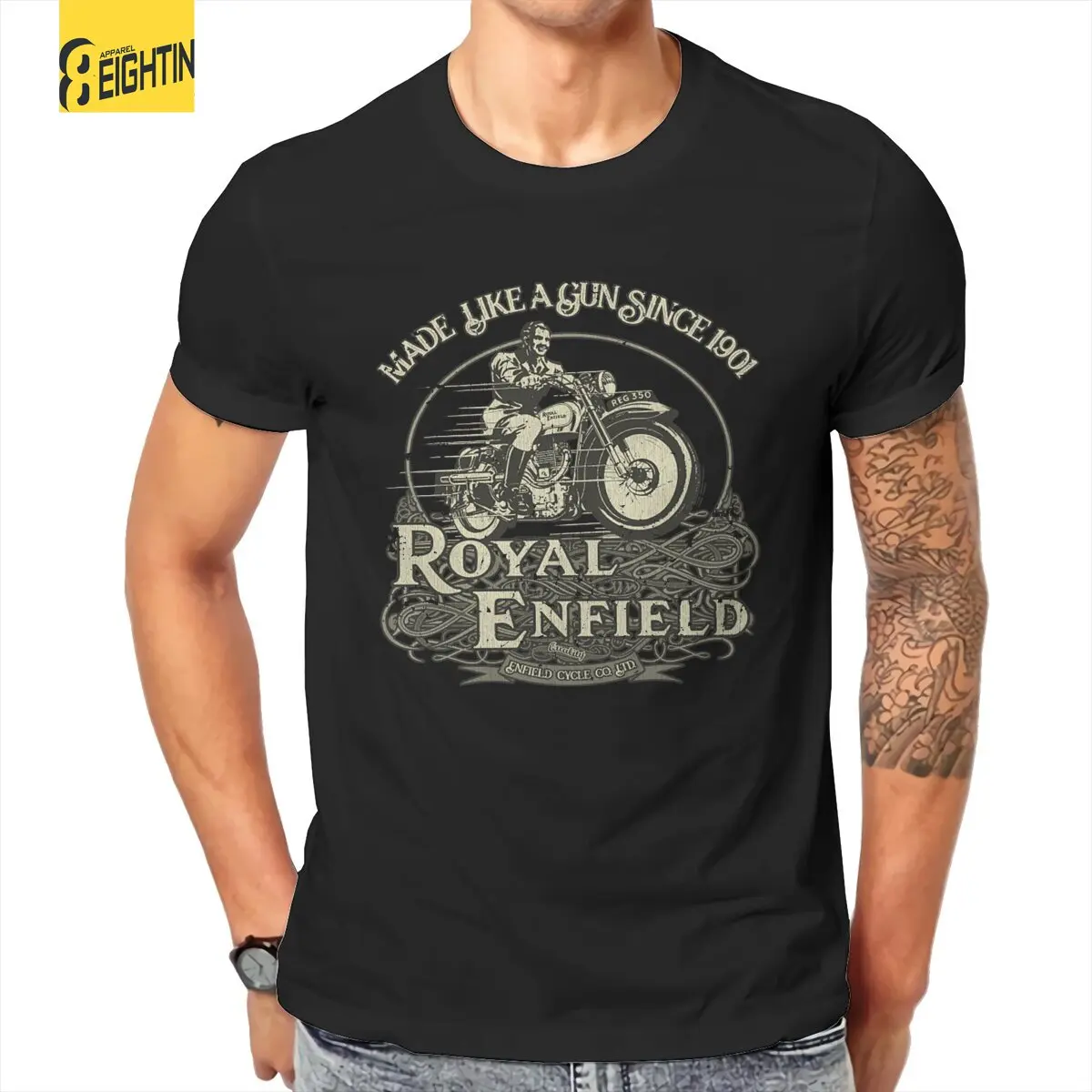

Enfield Cycle Co Ltd 1901 T-Shirts Men Motorcycle Motor Race Hipster 100% Cotton Tee Shirt Short Sleeve T Shirt Summer Clothes