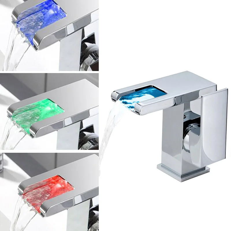 Waterfall Vanity Faucet LED 3 Colors Basin Sink Luminous Hot and Cold Water Faucet Mixer Tap for Bathroom Toilet Kitchen Faucet
Waterfall Vanity Faucet LED 3 Colors Basin Sink Luminous Hot and Cold Water Faucet Mixer Tap for Bathroom Toilet Kitchen Faucet