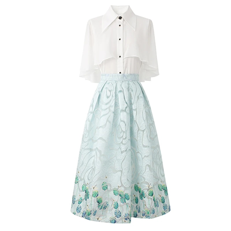 Summer Women Fashion Slim Two Piece Set White Shirt Blouse Tops And Floral A-Line Mid Skirt Suit Lady Elegant 2 Piece Set
Summer Women Fashion Slim Two Piece Set White Shirt Blouse Tops And Floral A-Line Mid Skirt Suit Lady Elegant 2 Piece Set