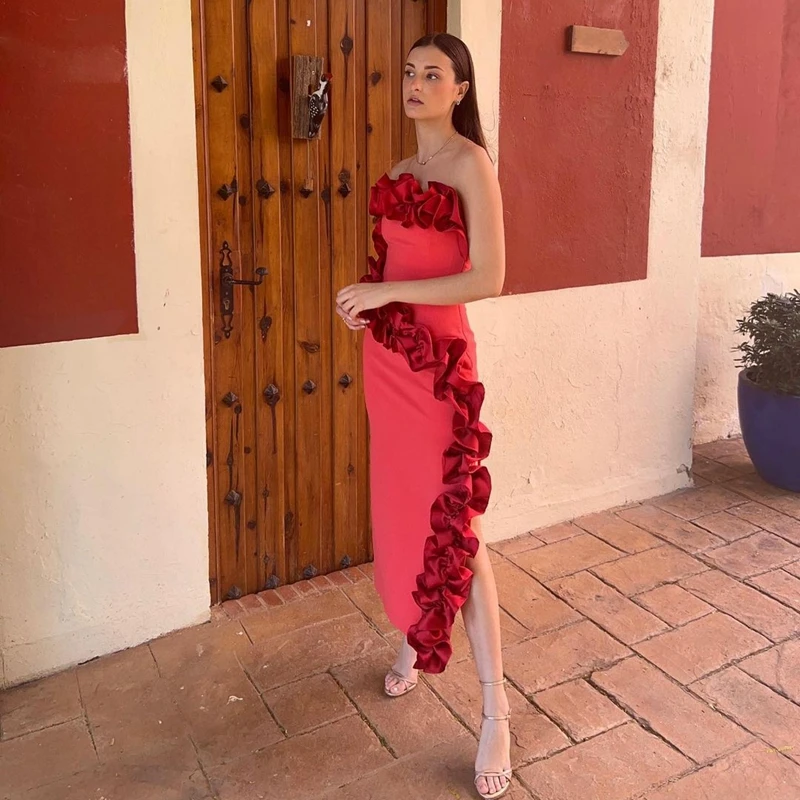 Red Straight Long Dresses With Ruffle Ruched Strapless Women Maxi Dresses To Birthday Prom Party Gowns Peplum Sleevless
Red Straight Long Dresses With Ruffle Ruched Strapless Women Maxi Dresses To Birthday Prom Party Gowns Peplum Sleevless