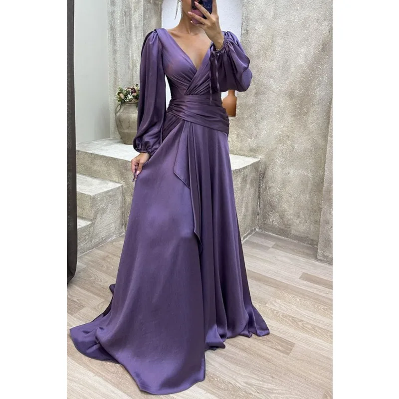 Женское элегантное атласное Плиссированное банкетное платье, длинная юбка
Женское элегантное атласное Плиссированное банкетное платье, длинная юбка