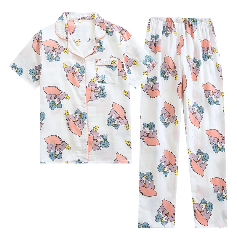 Dumbo Printed Cotton Pajamas Set Short-sleeved Long Trousers Cartoon Cardigan Comfortable Pijama Mujer Verano Womens Pajamas
Dumbo Printed Cotton Pajamas Set Short-sleeved Long Trousers Cartoon Cardigan Comfortable Pijama Mujer Verano Womens Pajamas
