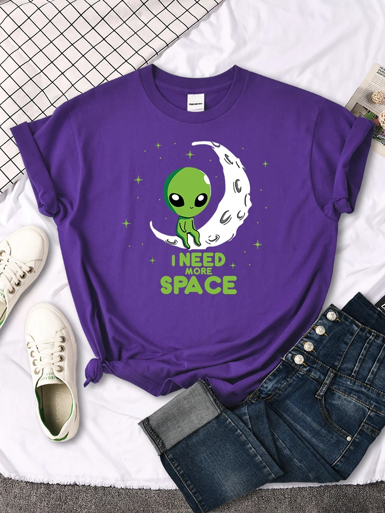 Женская футболка с надписью I Need More Space Green Alien топ мультяшным рисунком модная