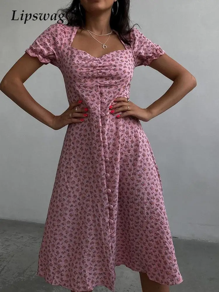 Spring Summer Short Sleeve Boho Long Dress Women Elegant Floral Print Lady Beach Dress Fashion Retro Breasted Button Party Dress
Spring Summer Short Sleeve Boho Long Dress Women Elegant Floral Print Lady Beach Dress Fashion Retro Breasted Button Party Dress