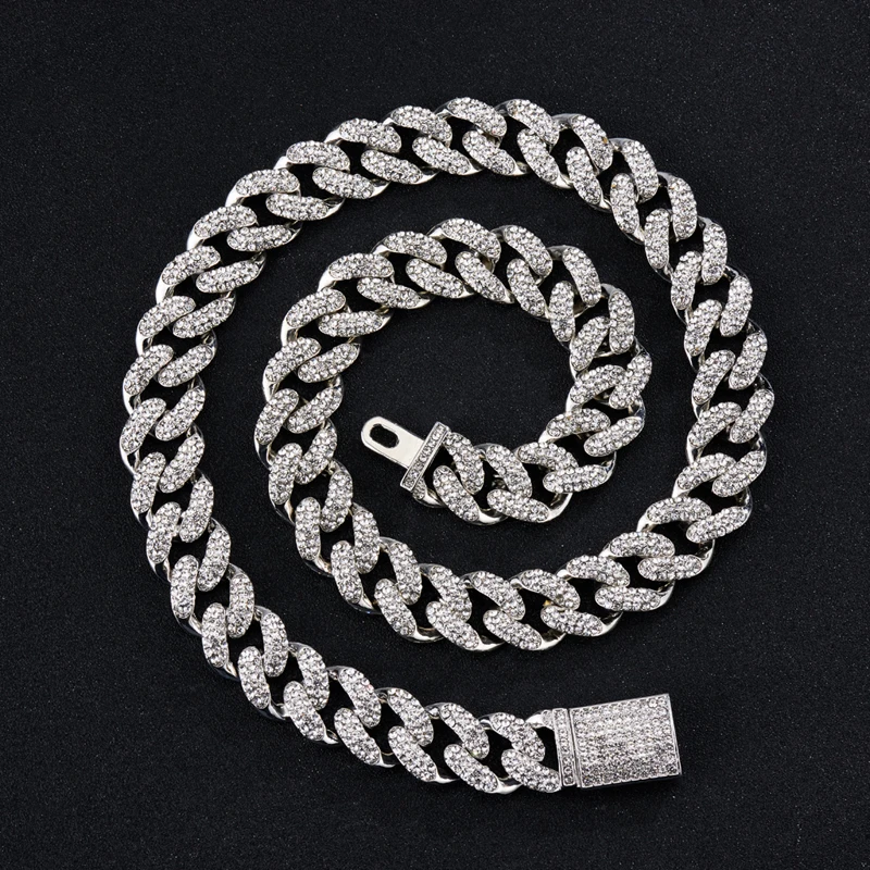 Hip-Hop Iced Out Cuban Link Chains 15mm Men's Miami Full Paved Rhinestones Necklaces Punk Crystal CZ Rapper Jewelry for Women
Hip-Hop Iced Out Cuban Link Chains 15mm Men's Miami Full Paved Rhinestones Necklaces Punk Crystal CZ Rapper Jewelry for Women