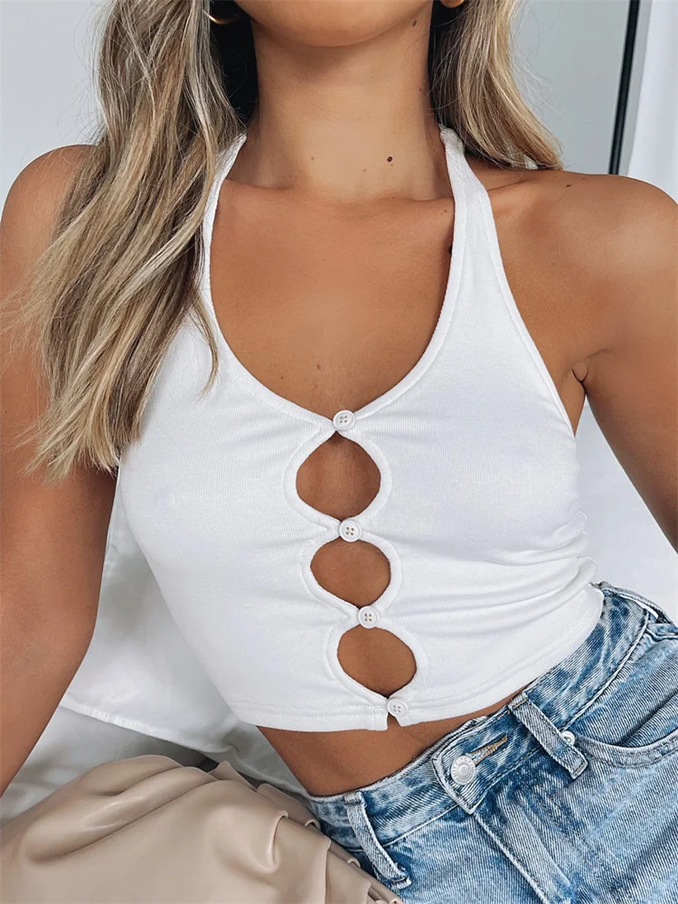 Backless Halter Hollow Out Tube Tops Cropped Summer Clubwear Party Sexy Women Buttons Off Shoulder Tank Vest New
Backless Halter Hollow Out Tube Tops Cropped Summer Clubwear Party Sexy Women Buttons Off Shoulder Tank Vest New