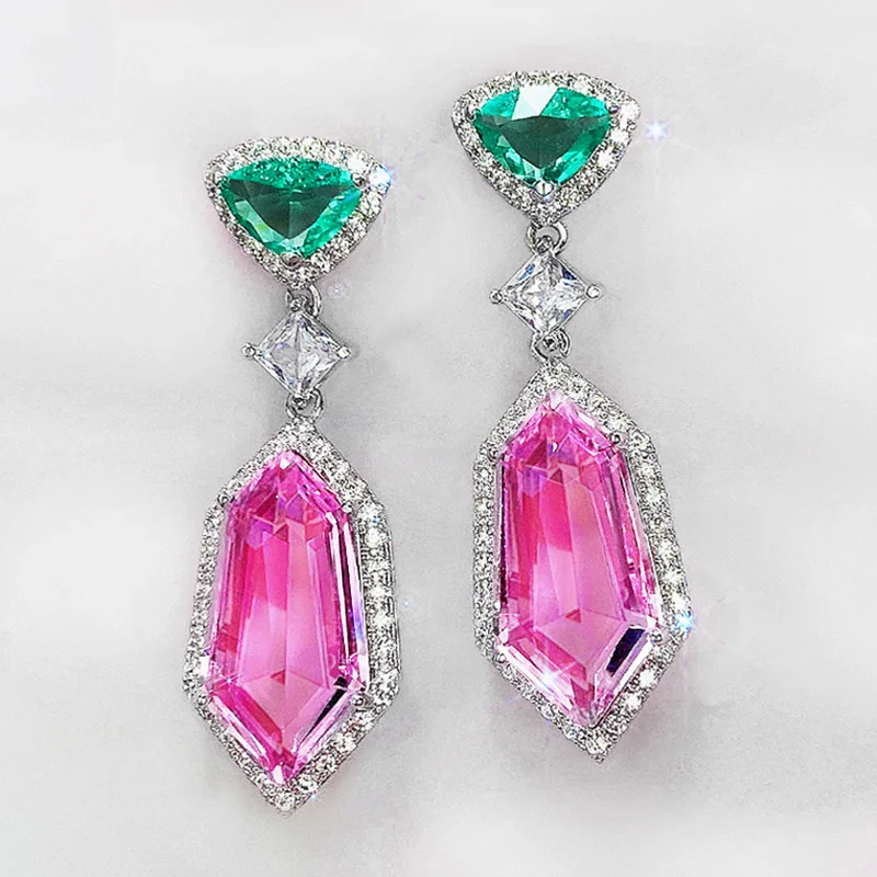 

Huitan Newly-designed Geometric CZ Shaped Dangle Earrings for Women Wedding Engagement Accessories Luxury Earring Trendy Jewelry