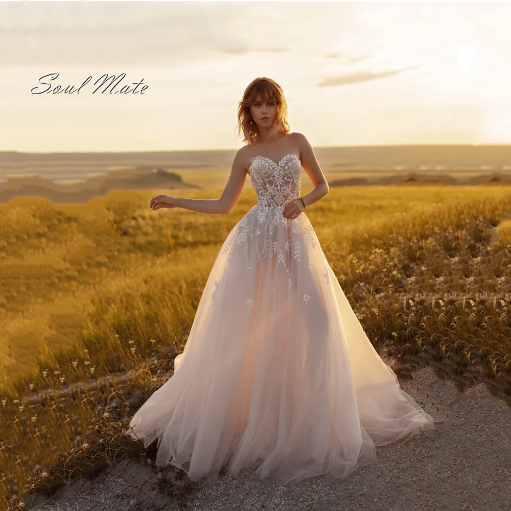 Sexy Sweetheart 2022 Women's Wedding Dress Strapless Backless Sleeveless A-line Modern Lace Appliques Floor-length Robe Soiree
Sexy Sweetheart 2022 Women's Wedding Dress Strapless Backless Sleeveless A-line Modern Lace Appliques Floor-length Robe Soiree