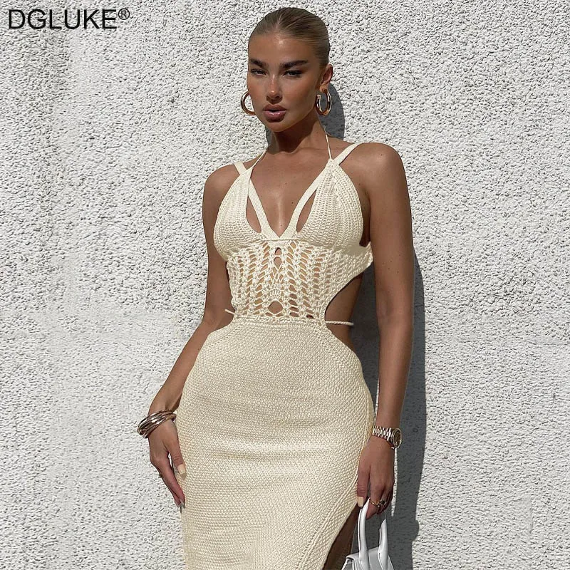 Knitted Midi Summer Dress Women 2023 Halter Backless Cut Out Crochet Beach Dress Hollow Out Bandage Night Club Party Dress
Knitted Midi Summer Dress Women 2023 Halter Backless Cut Out Crochet Beach Dress Hollow Out Bandage Night Club Party Dress