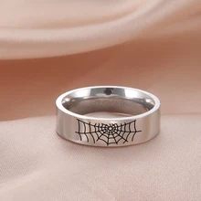 Skyrim Punk Spider Web Ring for Men Women Stainless Steel Simple Silver Color Couple Rings Gothic Party Jewelry Gift 2023 New