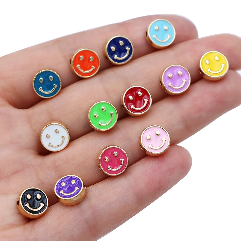 10mm Gold Plated Enamel Mix Smile Face Spacer Loose Beads for Jewelry Making Bracelet Necklace Accessories DIY 10Pcs
10mm Gold Plated Enamel Mix Smile Face Spacer Loose Beads for Jewelry Making Bracelet Necklace Accessories DIY 10Pcs