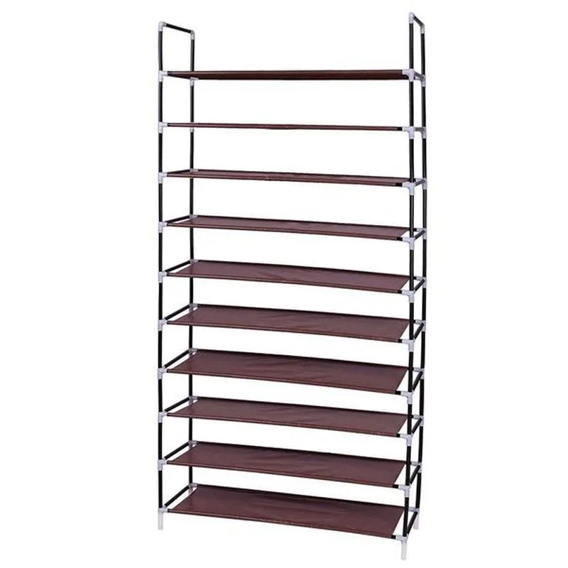 Simple Assembly 10 Tiers Non-woven Fabric Shoe Rack with Handle Dark Brown
Simple Assembly 10 Tiers Non-woven Fabric Shoe Rack with Handle Dark Brown