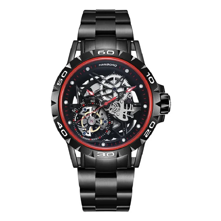 HANBORO new men automatic mechanical hollow top brand watches black technology fashion simple skeleton man watch Reloj masculino
HANBORO new men automatic mechanical hollow top brand watches black technology fashion simple skeleton man watch Reloj masculino