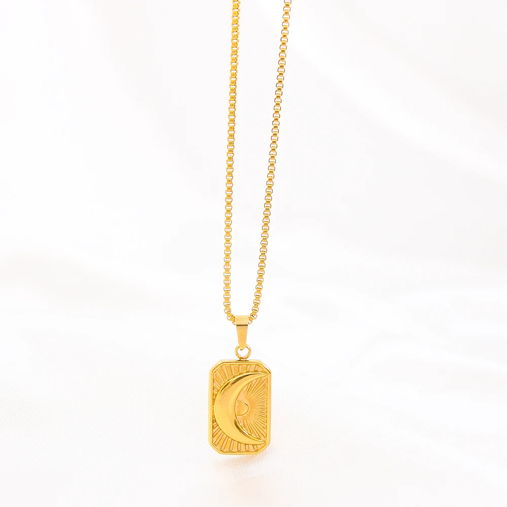 Stainless Steel Sun Moon Letter Pendant Necklace Minimalist Gold Color Box Chain For Women Men Jewelry YS321
Stainless Steel Sun Moon Letter Pendant Necklace Minimalist Gold Color Box Chain For Women Men Jewelry YS321