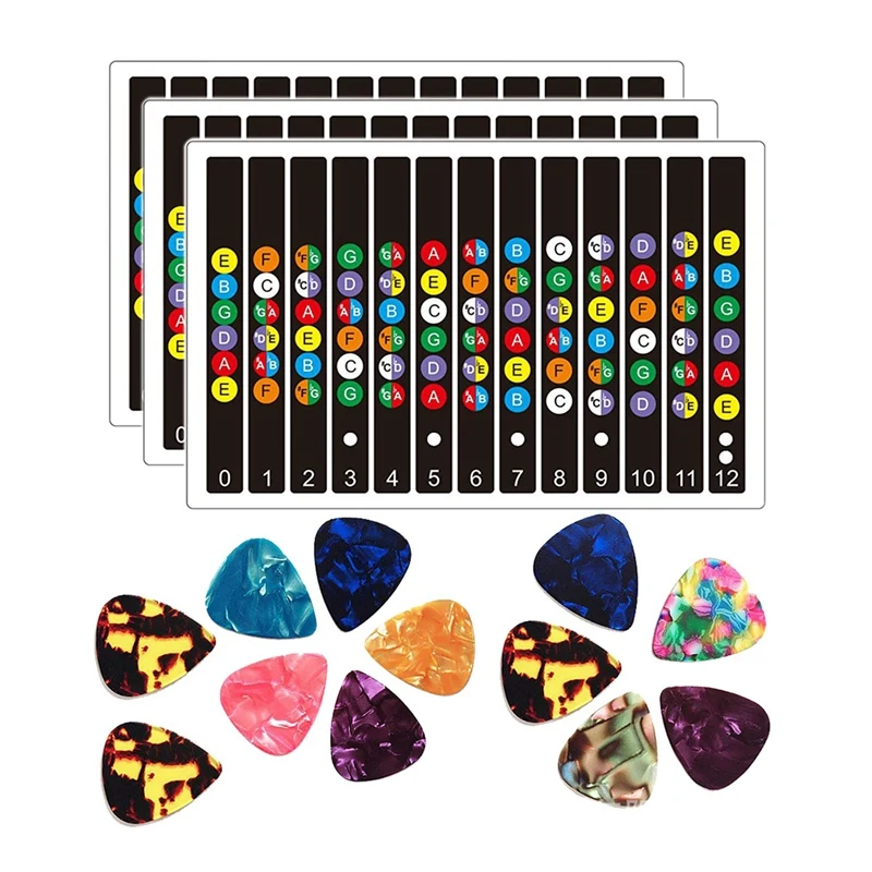 5Pcs Guitar Stickers Guitar Fretboard Stickers Guitar Note Stickers With 12 Pcs Guitar Picks For Beginners Learner
5Pcs Guitar Stickers Guitar Fretboard Stickers Guitar Note Stickers With 12 Pcs Guitar Picks For Beginners Learner