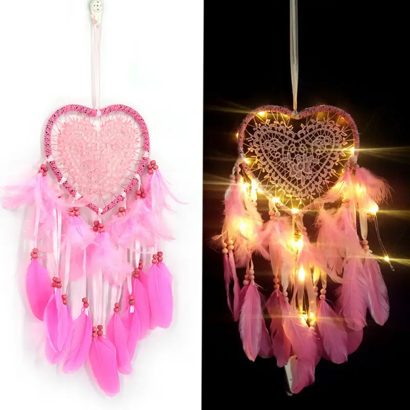 Handmade Fancy Pendant Dream Catcher With LED String Hollow Hoop Heart Shape Feathers Night Light Wall Hanging Home Decor Gift
Handmade Fancy Pendant Dream Catcher With LED String Hollow Hoop Heart Shape Feathers Night Light Wall Hanging Home Decor Gift