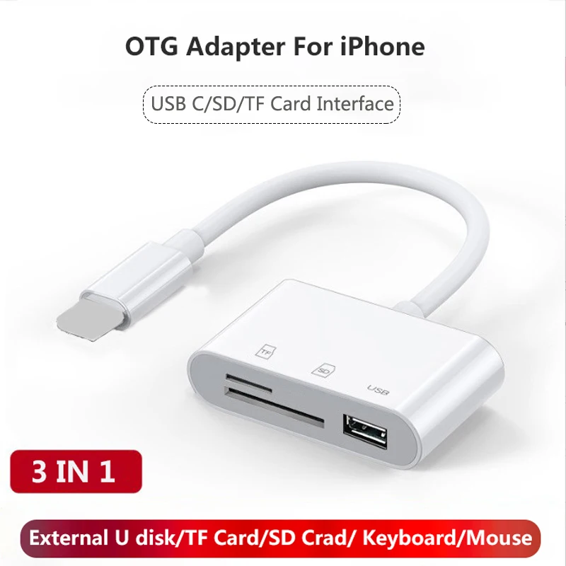 3 In 1 USB C TF SD Card Reader Adapter For iPhone 13 12 11 Pro 3.0 OTG Card Reader Camera Photo Transmission To Phone Splitter
3 In 1 USB C TF SD Card Reader Adapter For iPhone 13 12 11 Pro 3.0 OTG Card Reader Camera Photo Transmission To Phone Splitter