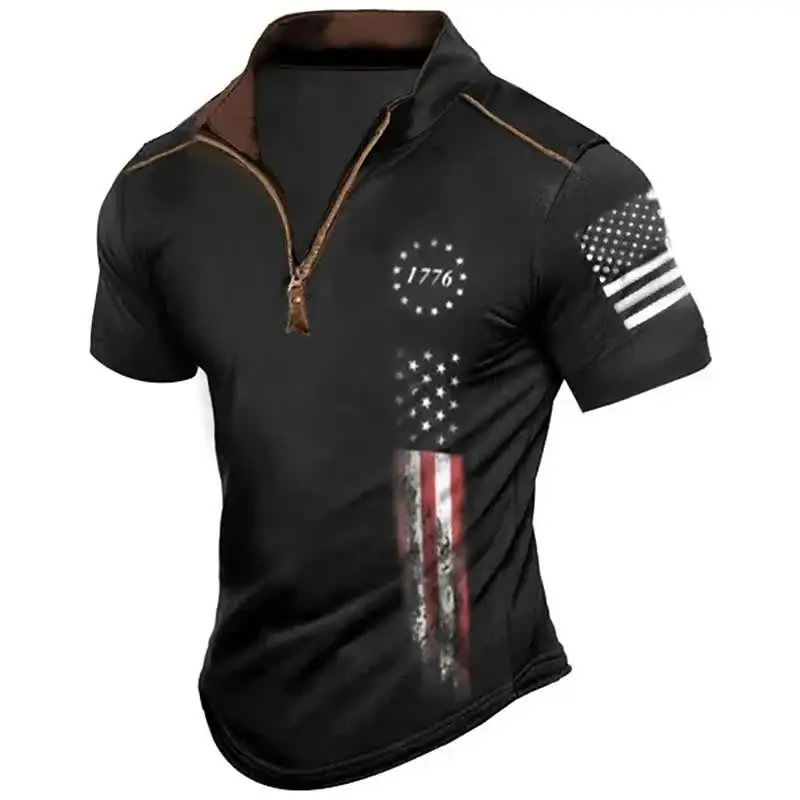 New Men's Casual Polo Shirt Golf Shirt Zipper Stand Neck T-shirt Retro Design American Flag Print Dress Men's Fashion Top
New Men's Casual Polo Shirt Golf Shirt Zipper Stand Neck T-shirt Retro Design American Flag Print Dress Men's Fashion Top